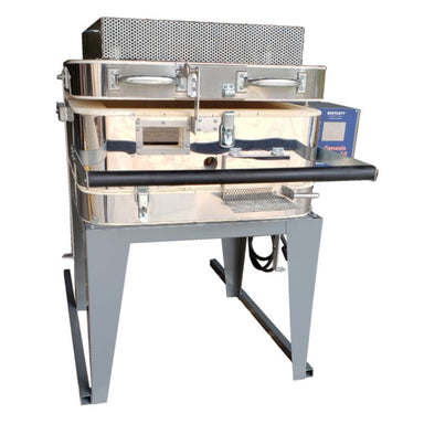 Front view of closed Quatro 16 square glass and pmc kiln from Olympic.