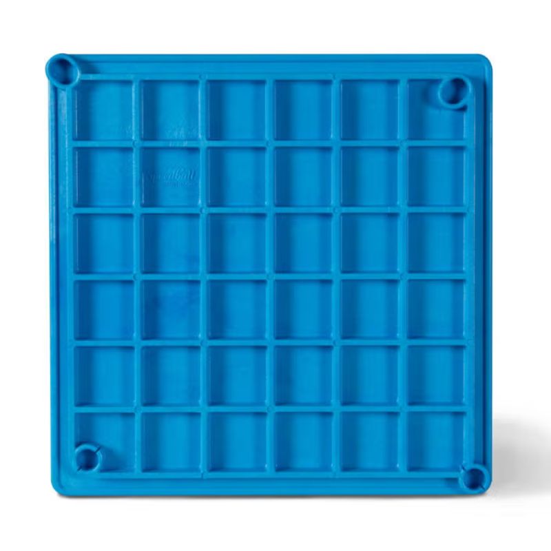 back side of 7.5-inch square blue plastic pottery wheel bat from Speedball Art