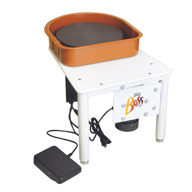 Speedball Big Boss Potters Wheel-white table-foot pedal-brown splash pan