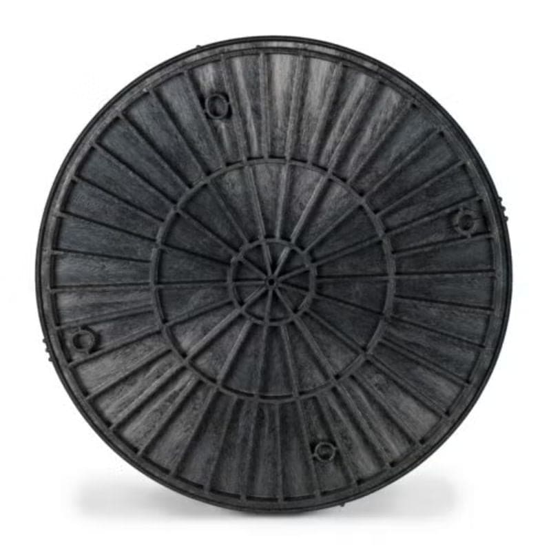 back side of 12-inch round black plastic pottery wheel bat from Speedball Art