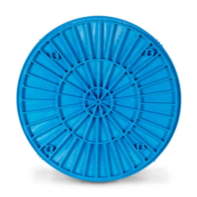 back side of 12-inch round blue plastic pottery wheel bat from Speedball Art