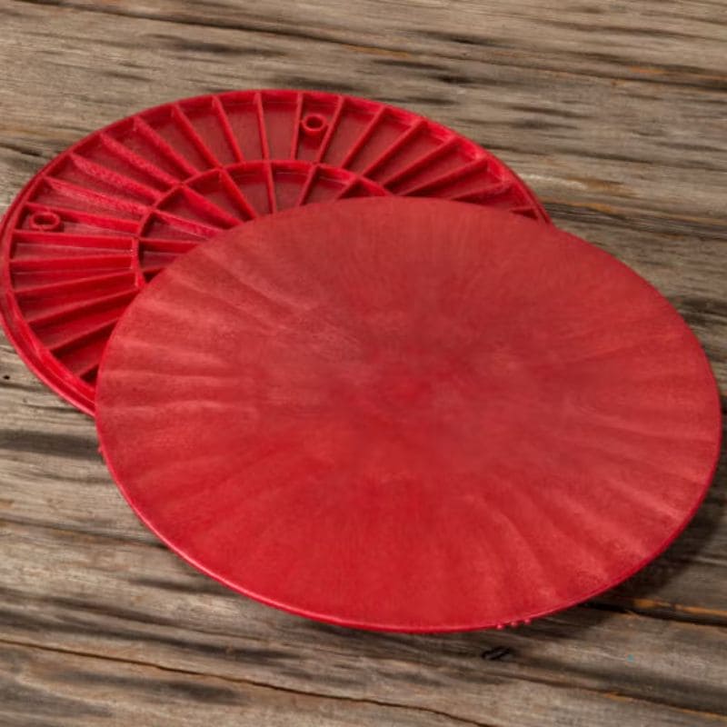 image of 2 12-inch round red plastic pottery wheel bats from Speedball Art