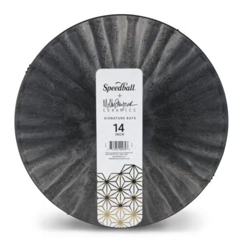 front side of 14-inch round black plastic pottery wheel bat from Speedball Art