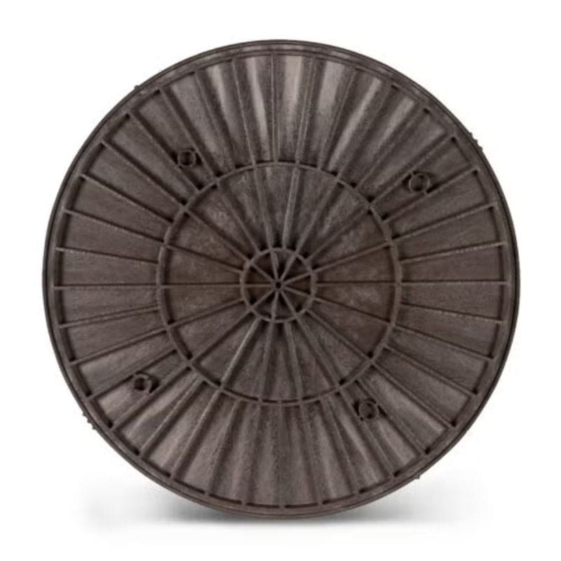 back side of 14-inch round brown plastic pottery wheel bat from Speedball Art