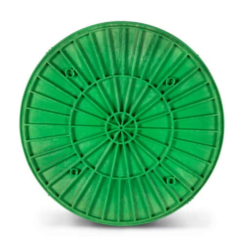 back side of 14-inch round green plastic pottery wheel bat from Speedball Art
