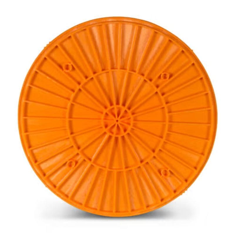 back side of 14-inch round orange plastic pottery wheel bat from Speedball Art