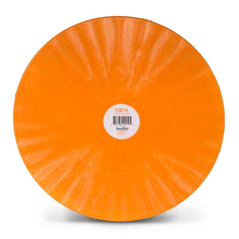 front side of 14-inch round orange plastic pottery wheel bat from Speedball Art