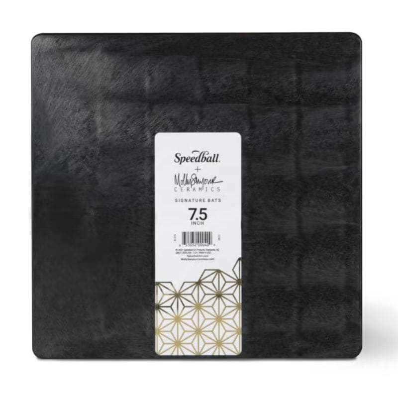 front side of 7.5-inch square black plastic pottery wheel bat from Speedball Art