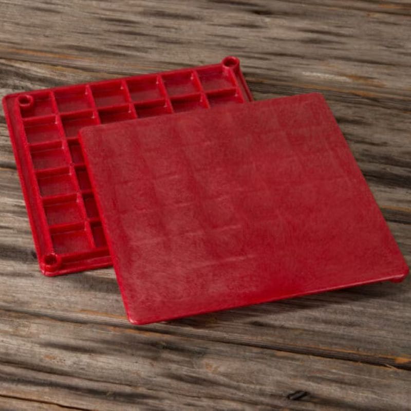 image of 2 7.5-inch square red plastic pottery wheel bats from Speedball Art