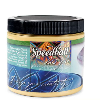 Yellow low-fire glaze pint-sized 16oz container from Speedball Art