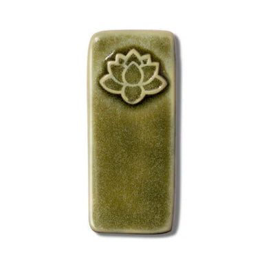 Basque Green mid-fire glaze sample tile from Speedball Art