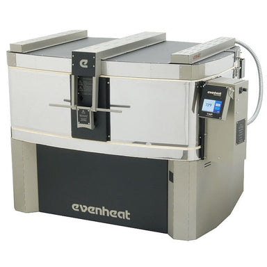 Front facing left-angled view of closed Evenheat GTS 41 Glass Kilns with TAP II digital controller on right