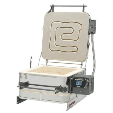 Opened Top Load-Access Lid of Evenheat Studio Pro 14 Glass Kiln
