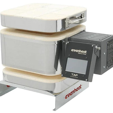 Evenheat V8 Vitrigraph Kiln image showcasing stackable design