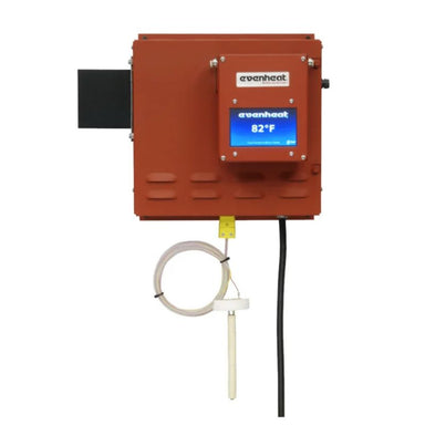 Wall-mount standalone kiln temperature controller, made by Evenheat, showing 8 gauge Type K thermocouple, 5 inches long with a 7 foot extension wire.