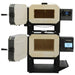 Front view of opened LT Tempering Oven from Evenheat stacked on top of an opened Evenheat Heat Treat Oven.