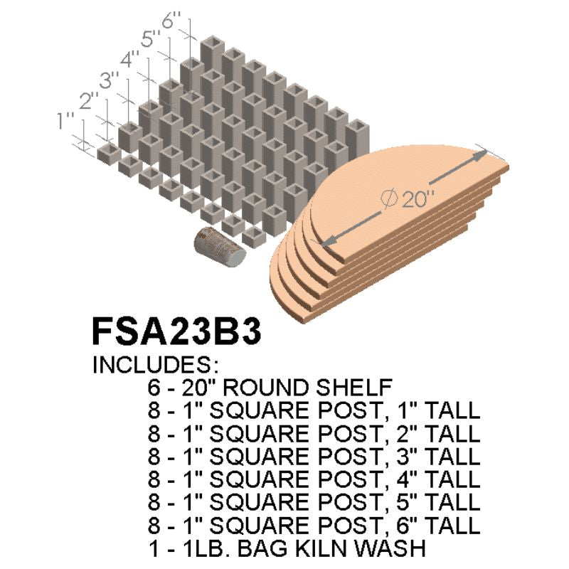 Animated visual depicting - and listing - of the contents of the Paragon Kilns CT102322 furniture kit.
