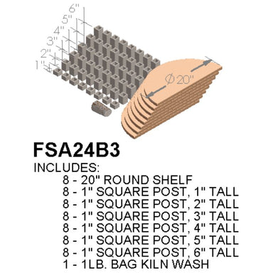 Animated visual depicting - and listing - of the contents of the Paragon Kilns CT102329 furniture kit.
