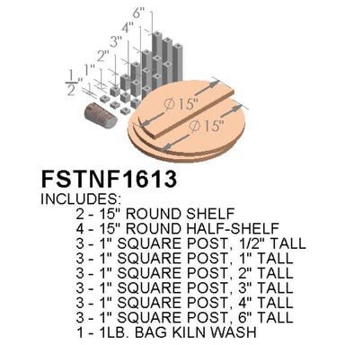 Animated visual depicting - and listing - of the contents of the Paragon Kilns CT81713 furniture kit.