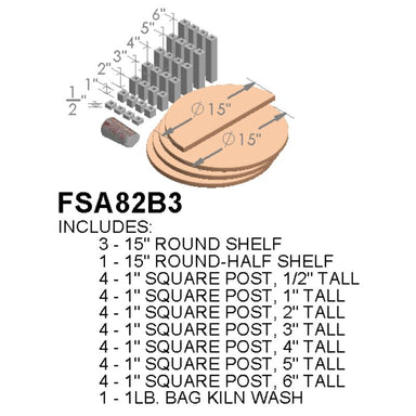 Animated visual depicting - and listing - of the contents of the Paragon Kilns CT81722 furniture kit.