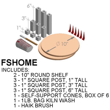 Animated visual depicting - and listing - of the contents of the Paragon Kilns Home Artist furniture kit.