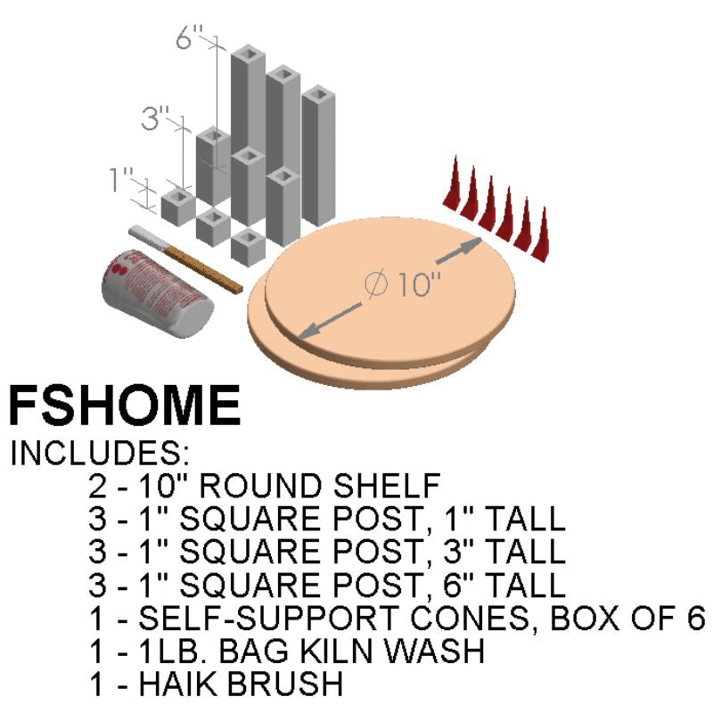 Animated visual depicting - and listing - of the contents of the Paragon Kilns Home Artist furniture kit.