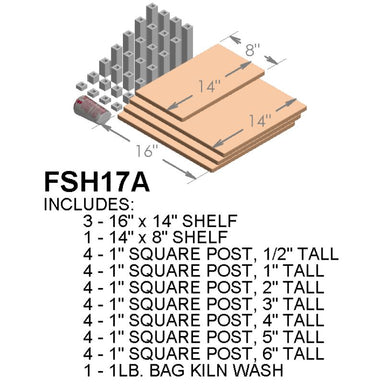 Animated visual depicting - and listing - of the contents of the Paragon Kilns Iguana furniture kit.