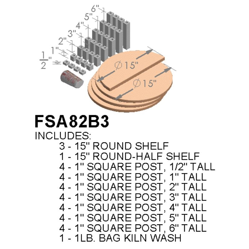 Animated visual depicting - and listing - of the contents of the Paragon Kilns CT102322 furniture kit.