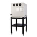 Back view of closed 18A annealing glass kiln from Hot Shot Oven & Kiln set atop the included rolling stand.