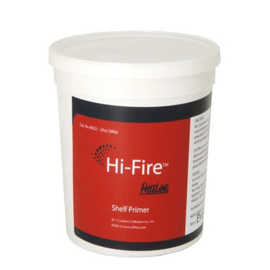 Container of 24oz of dry shelf primer called Hi-Fire from Hotline for kiln shelves.