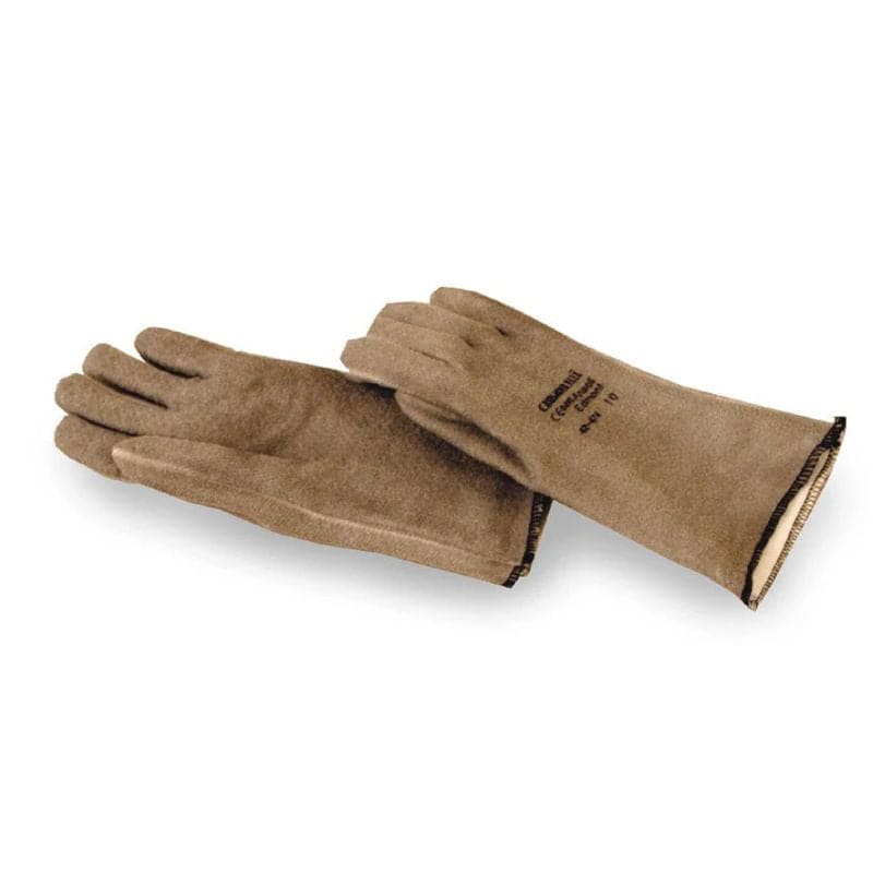 Brown gloves.