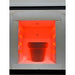 Straight-on view inside of open  HS-7GV Vitrigraph Glass kiln from Hot Shot showing a glowing-hot flower pot inside the chamber.