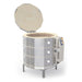 Right-angled view of opened eQ2827-3 top-loading electric production kiln from L&L.