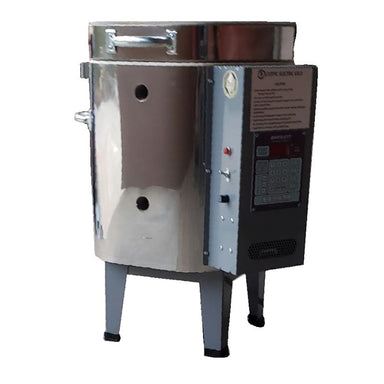 Front view of closed 1214-120HE electric kiln from Olympic Kilns