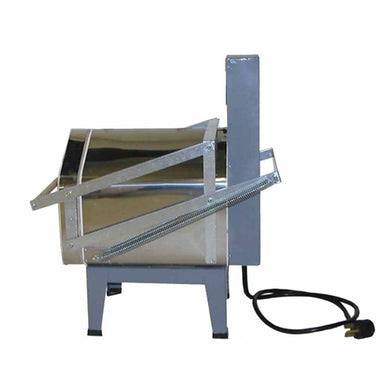 Side view of Olympic Kilns 1214-FLE front loading electric kiln with guillotine door closed