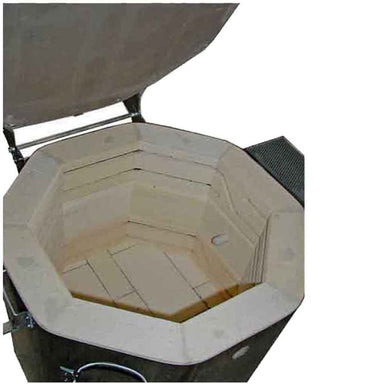 Interior view of firing chamber with 3" brick of Olympic Kilns 1414HE Test Kiln.