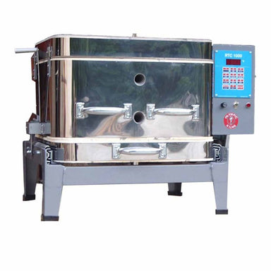 Front view of closed 149 Slider glass firing kiln with electrical box and controller on the right side.