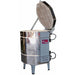 Side view of opened 1823E stackable electric kiln from Olympic with standard electronic 3K-CF controller from Bartlett.
