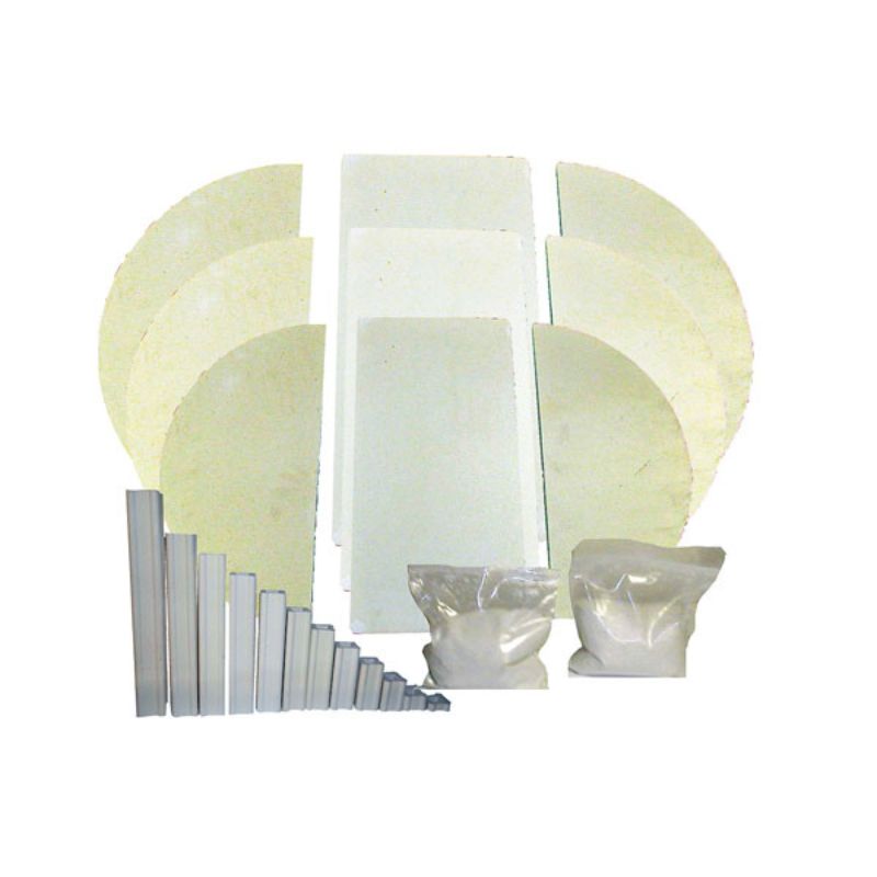 Representative image of Olympic Kilns 20/20 oval kilns furniture kits showing shelves, posts, and kiln wash.