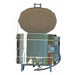 Straight-on view of opened Olympic Kilns 2527HE ceramic Freedom kiln with view of temperature controller