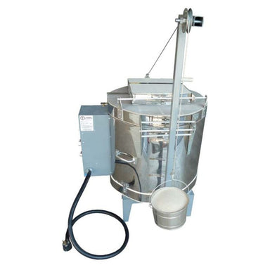 Back side view of Crucible 18 Glass Kiln from Olympic with electrical box and counter-weighted lid closed.