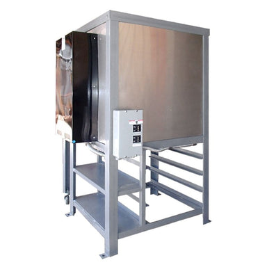 Angled view of an Olympic Kilns shelf rack for large capacity units.