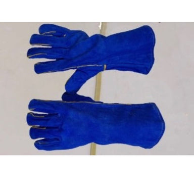 pair of blue heavy-duty insulated gloves to use when operating an Olympic Kilns Raku Kiln