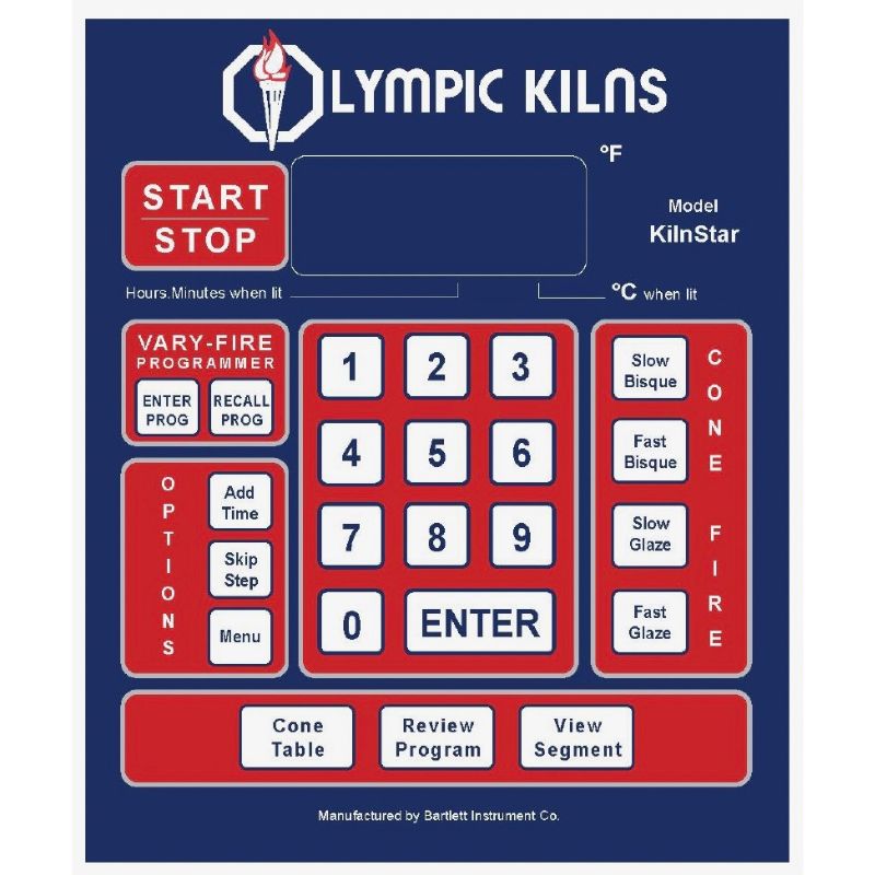 Close-up view of Digital KilnStar screen of temperature control used on Olympic Kilns