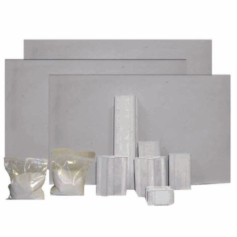 Elements of standard furniture kit for Olympic Kilns TL20E large capacity kiln includingshelves, posts, and kiln wash