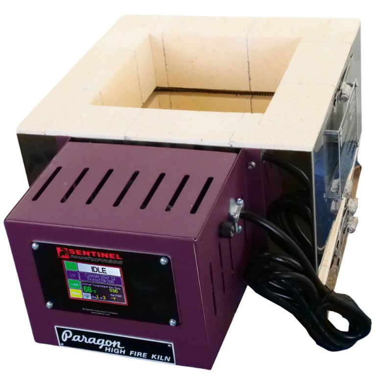 Top down view of opened Caldera multi-purpose kiln model from Paragon, with Sentinel TouchXpress controller.