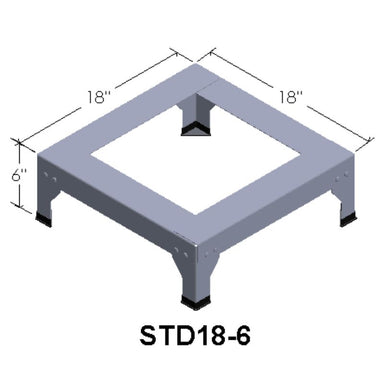 Digital illustration of an 18"x18"x6" metal stand for Paragon Kilns.