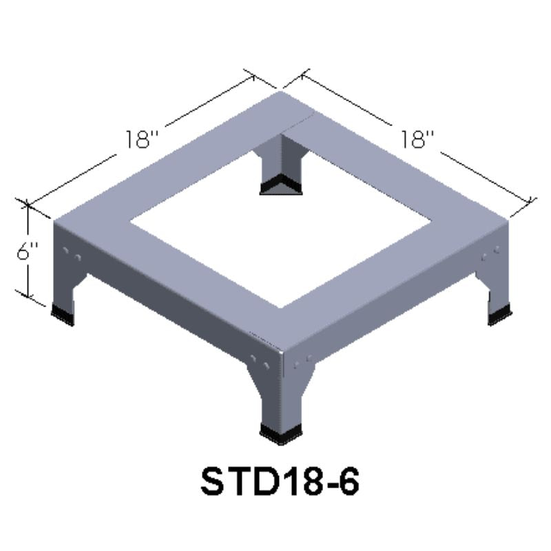 Digital illustration of an 18"x18"x6" metal stand for Paragon Kilns.