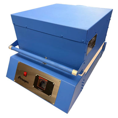Closed CSF16 glass fusing kiln from Paragon, angled slightly left.