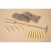 Paragon Knifemakers Heat Treating Kit with blade supports, kiln firing pins, heat-resistant gloves, and loading tool for knife heat treating furnaces.